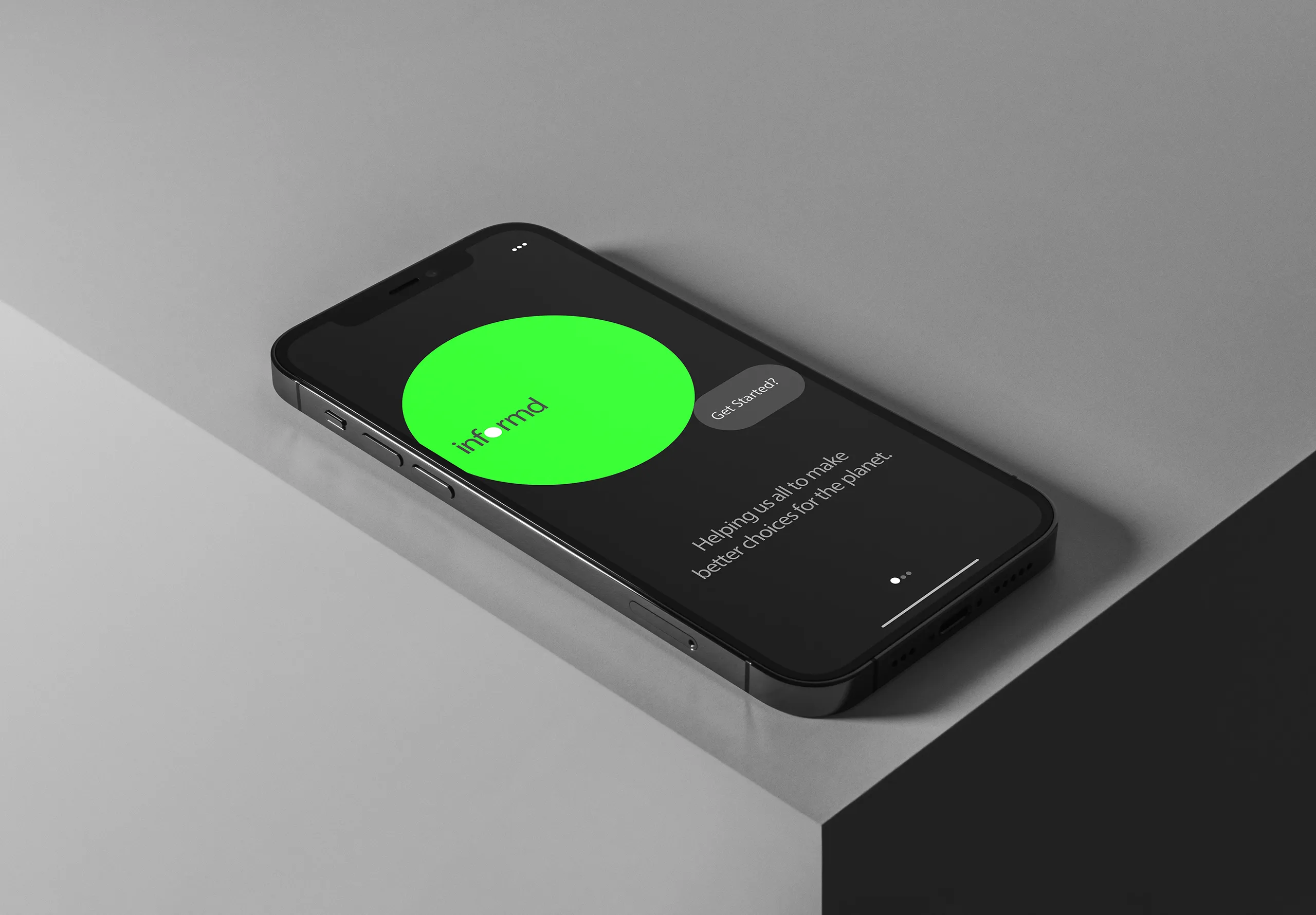 Informd app on iphone on a concrete box