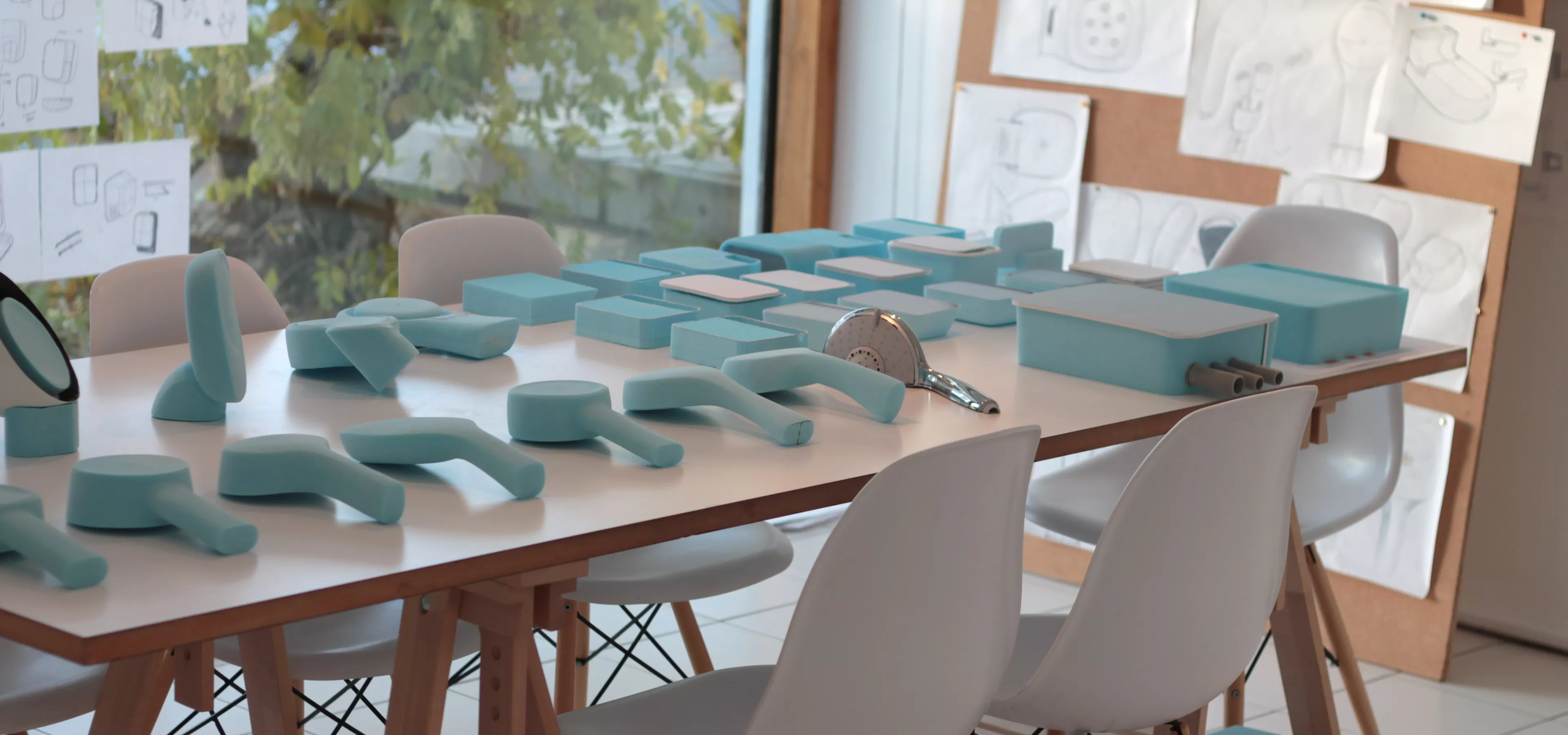 Rodd design studio full of foam models and sketches