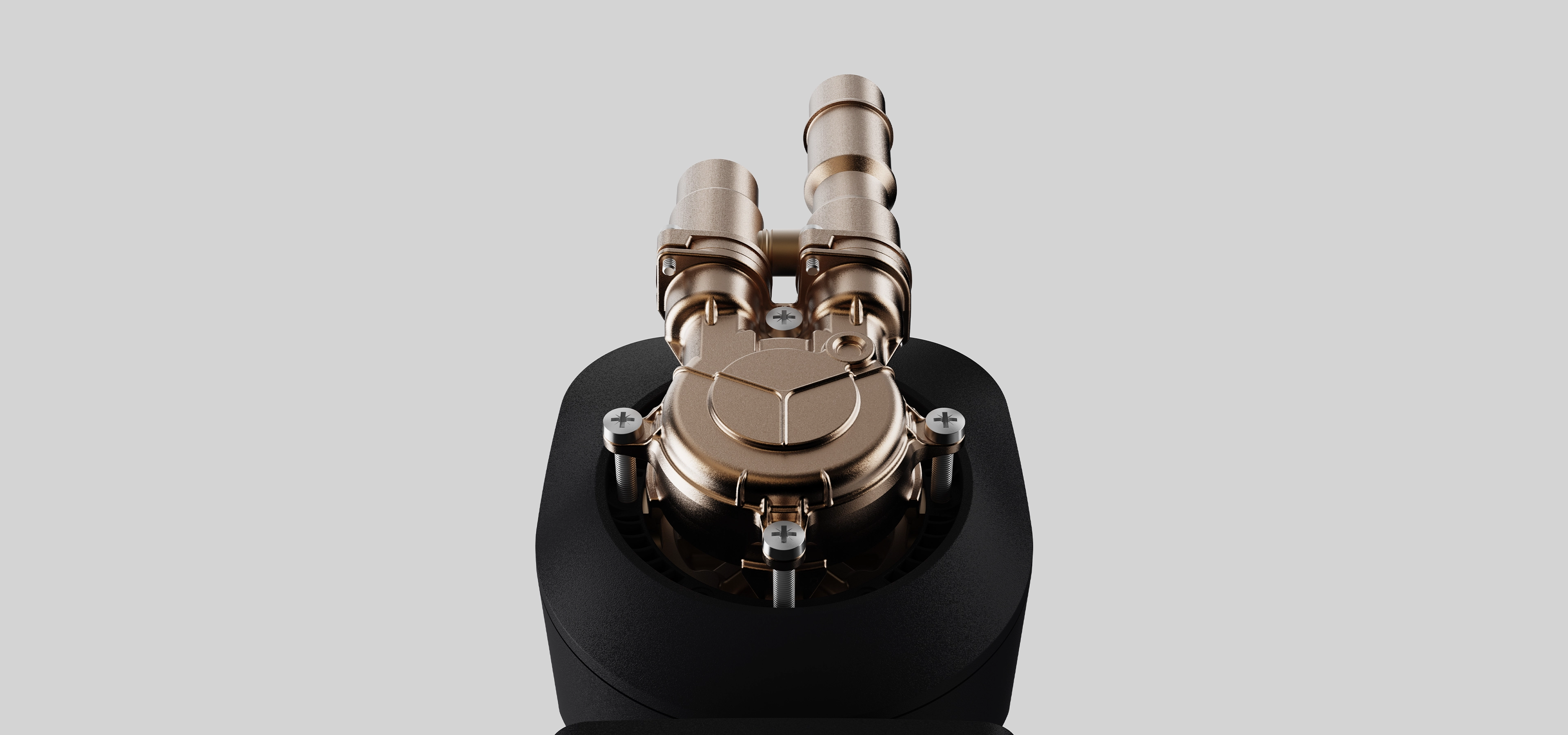 Close up detail shot of brass pump components