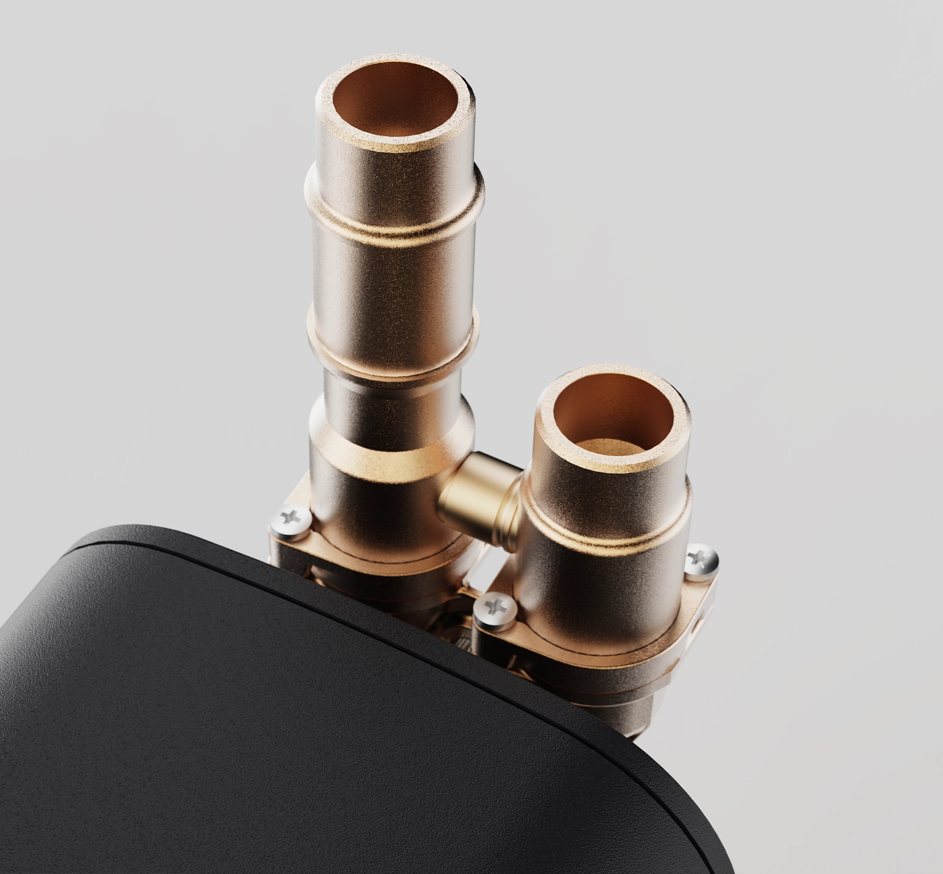 Close up detail shot of brass pump components