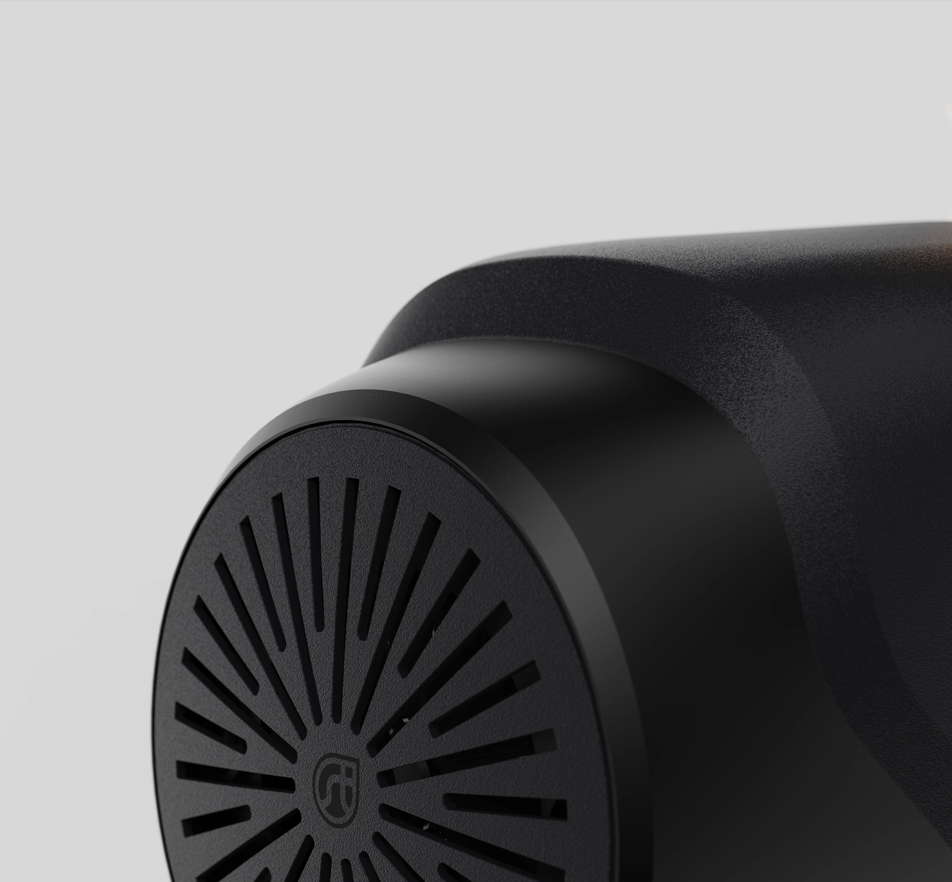 Close view of front venting detail of a black water pump
