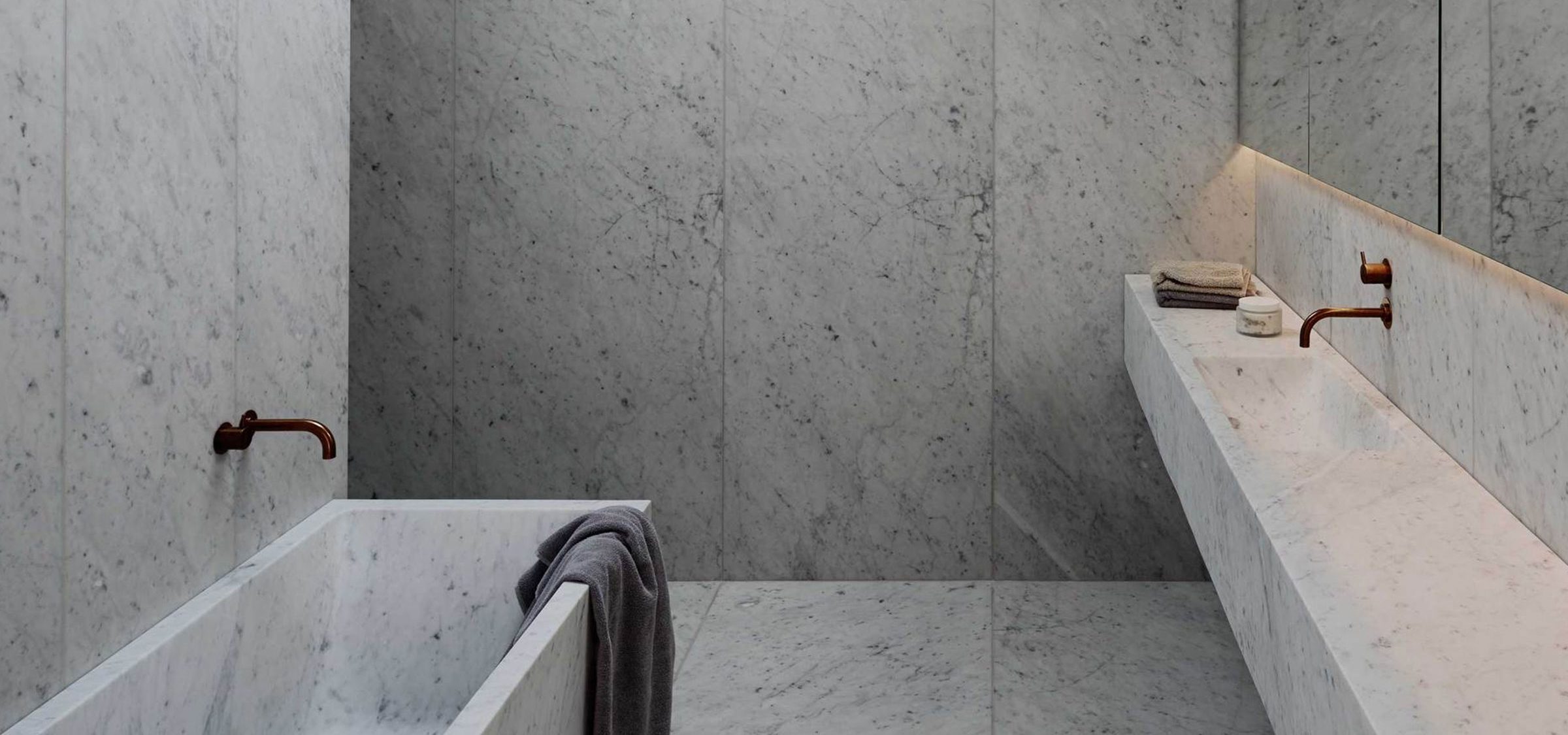 Advanced design programs help inform your future. Spa like bathroom in white marble.