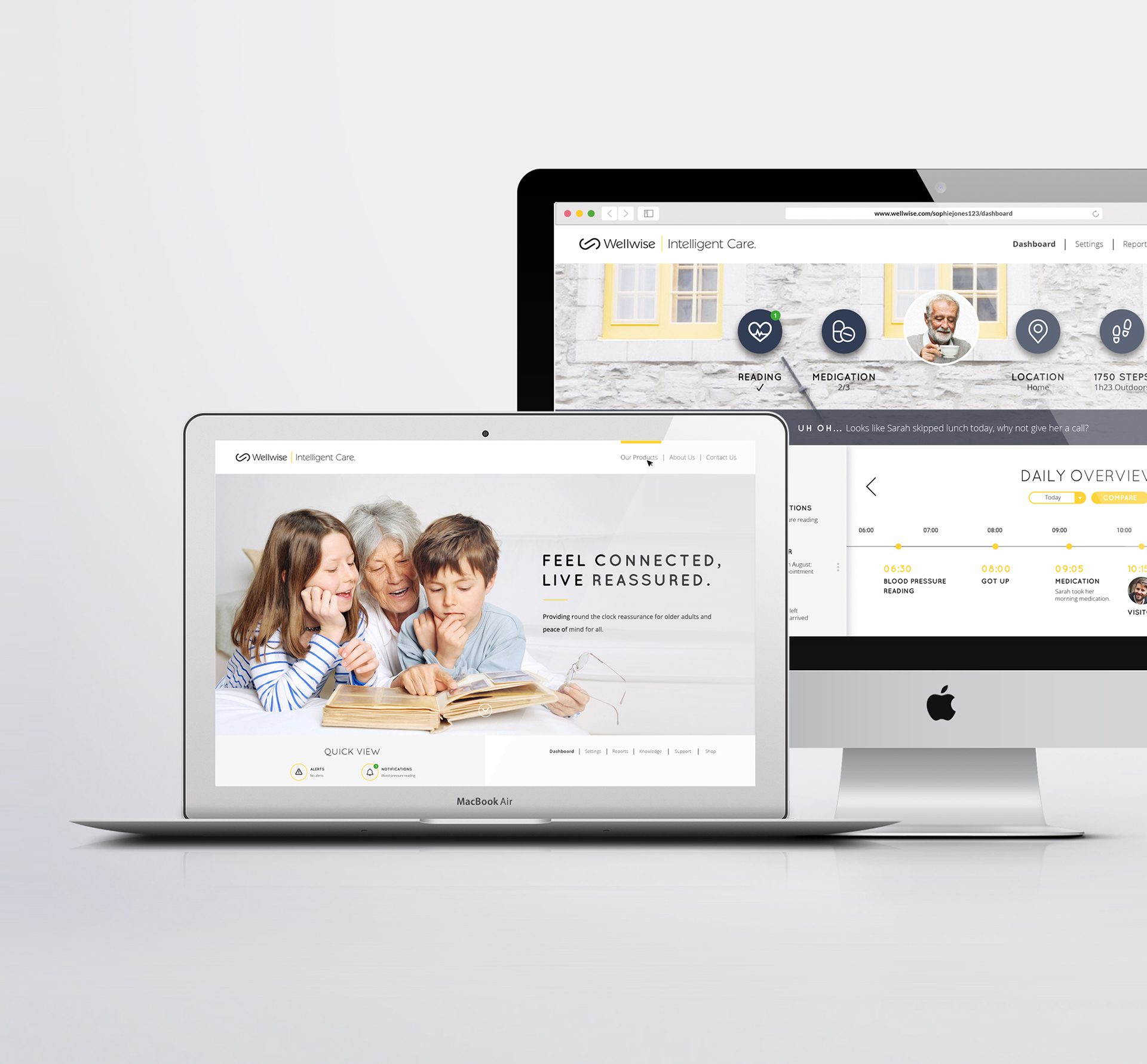 Wellwise website on display, laptop, ipad and iphone