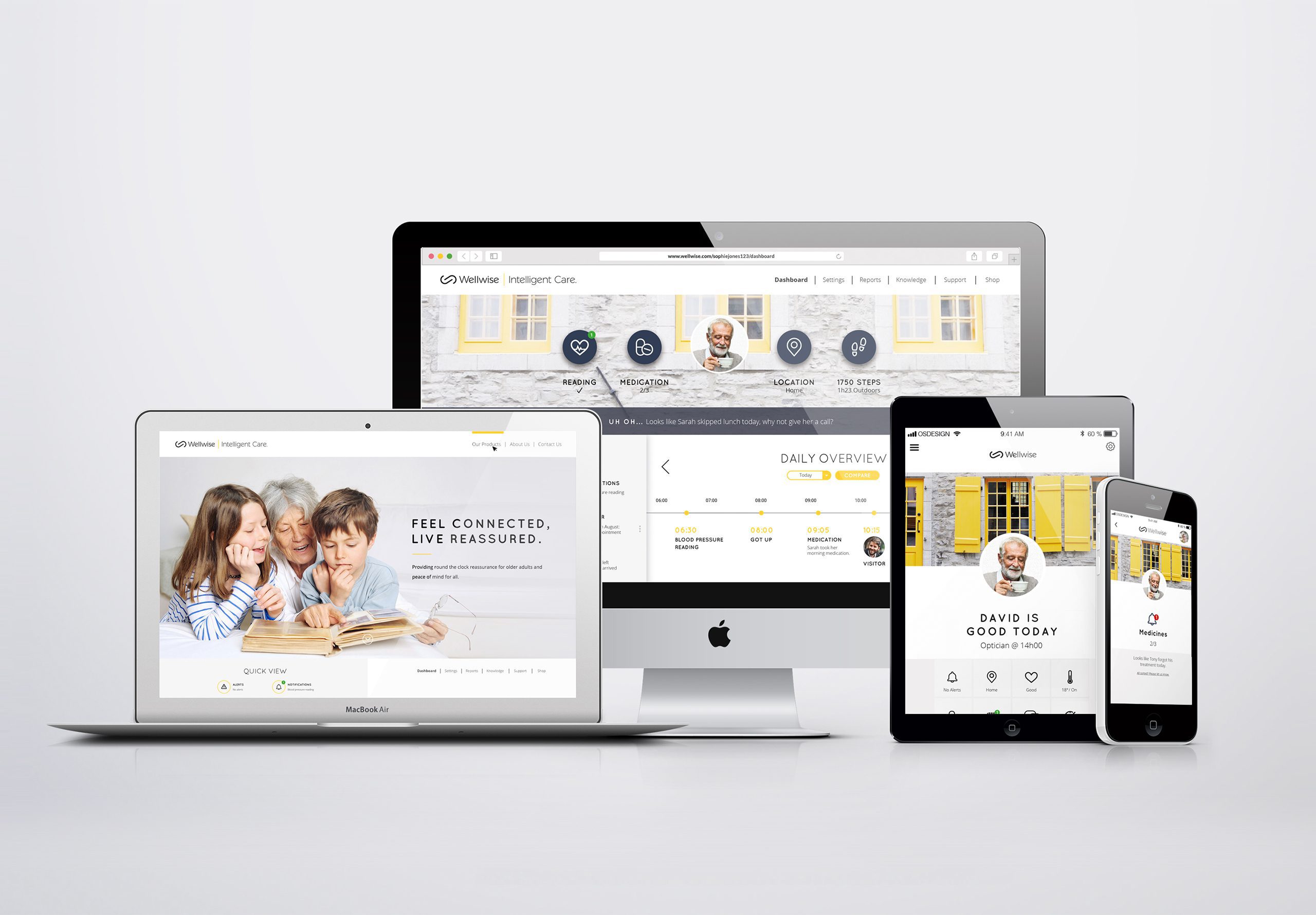 Wellwise website on display, laptop, ipad and iphone
