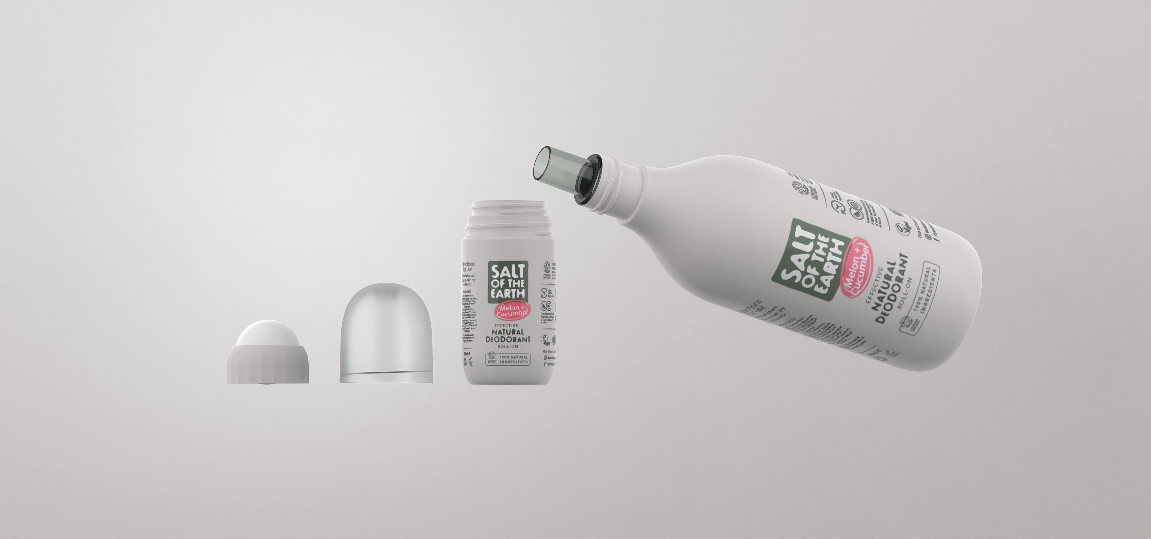 Drive growth with sustainable design. Salt of the Earth refillable roll-on deodorant and refill bottle system