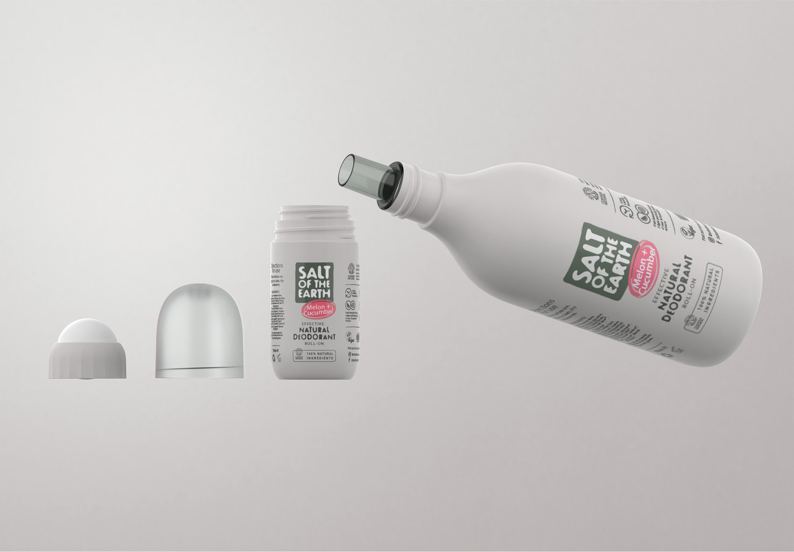 Drive growth with sustainable design. Salt of the Earth refillable roll-on deodorant and refill bottle system