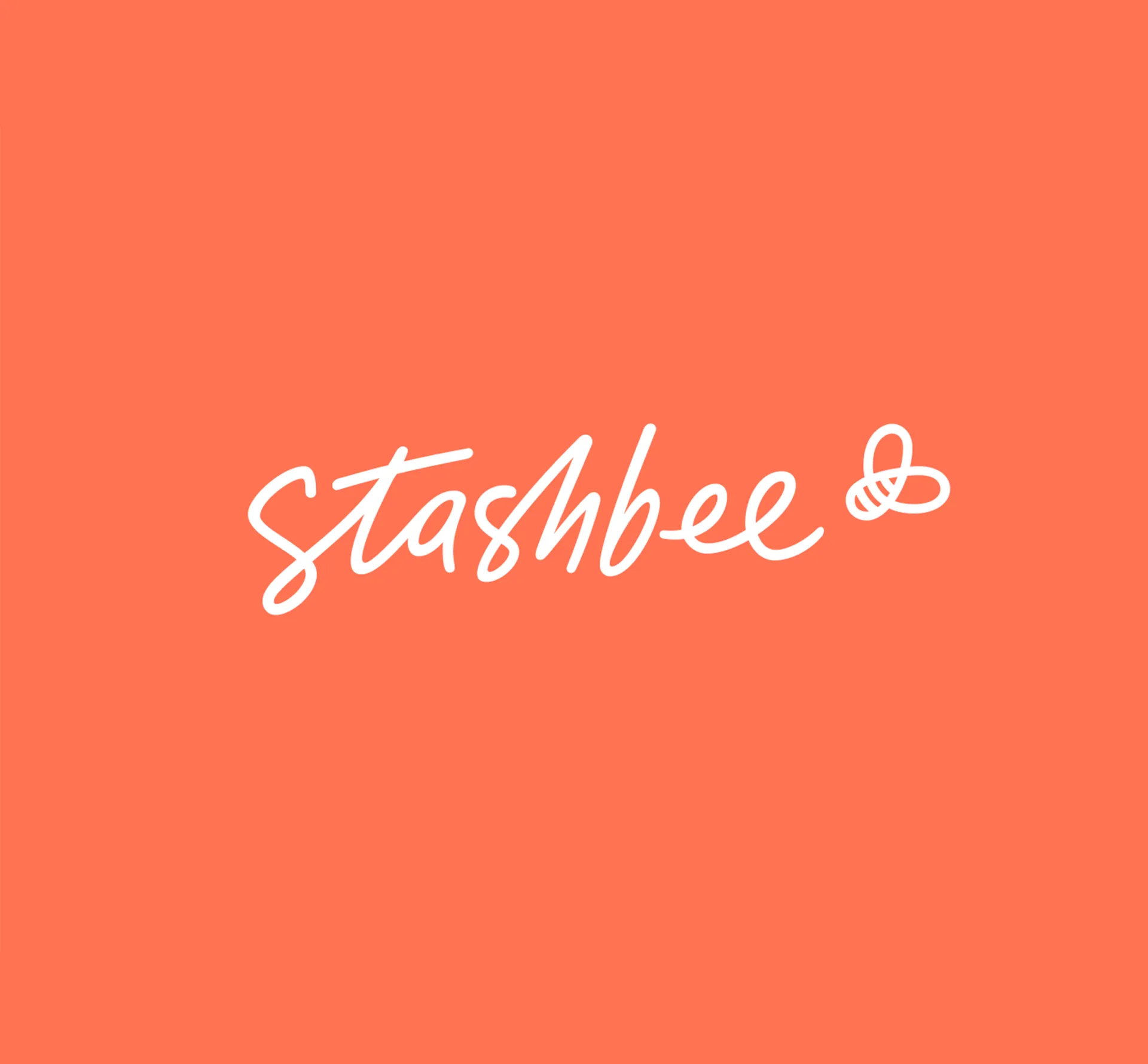 Stashbee logo on coral coloured background