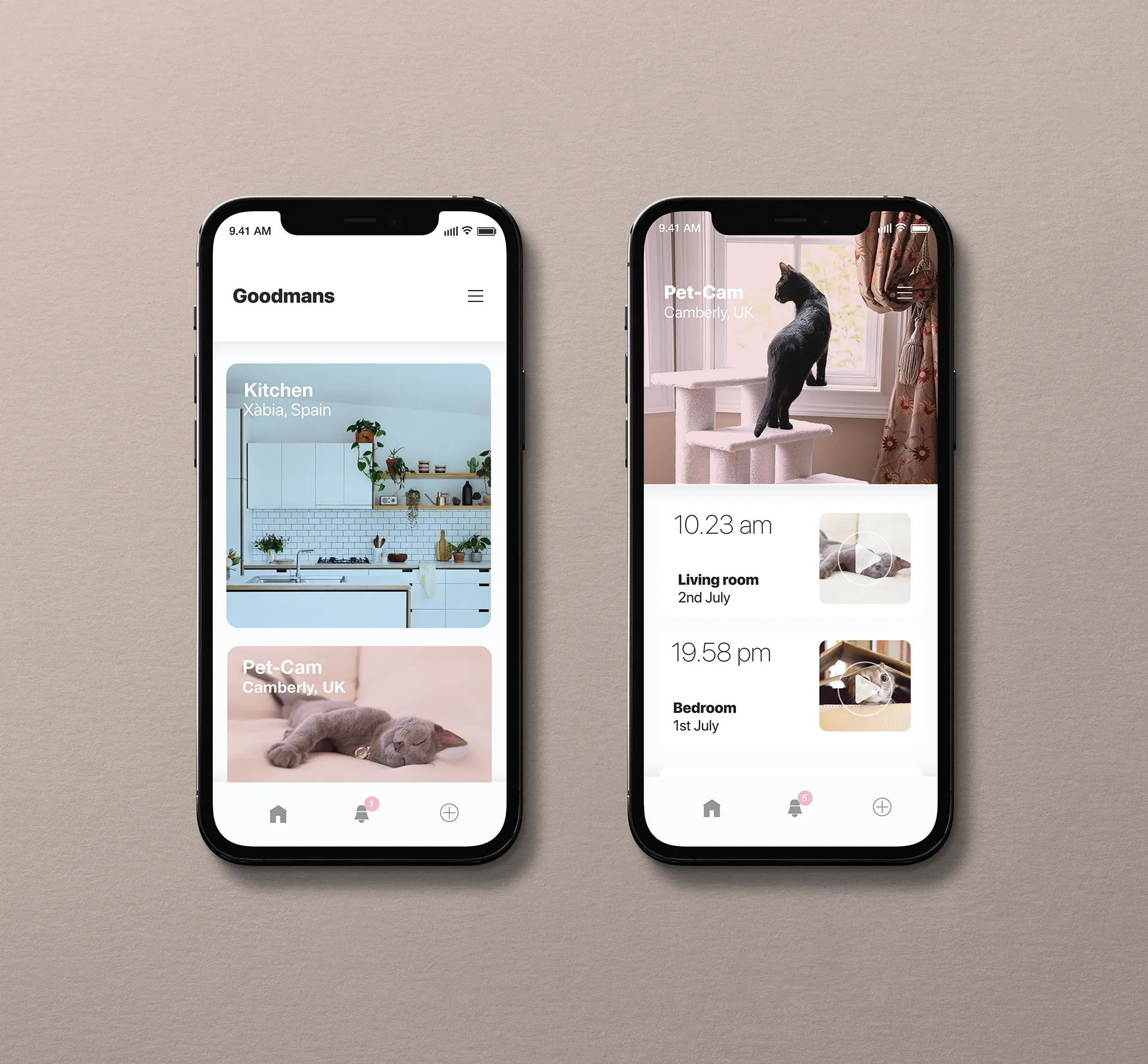 2 pages of the Goodmans iCee app on iphones