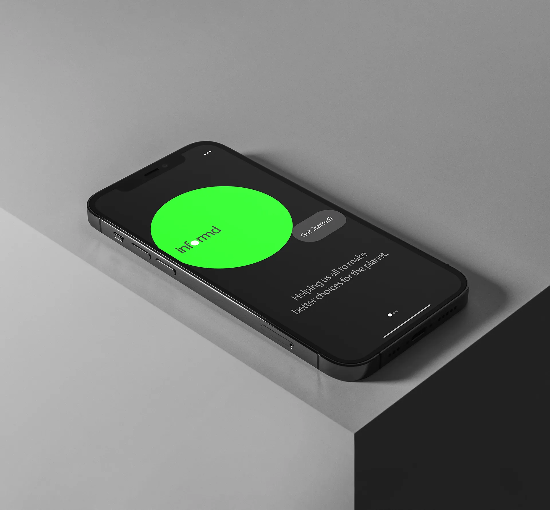 Informd app on iphone on a concrete box