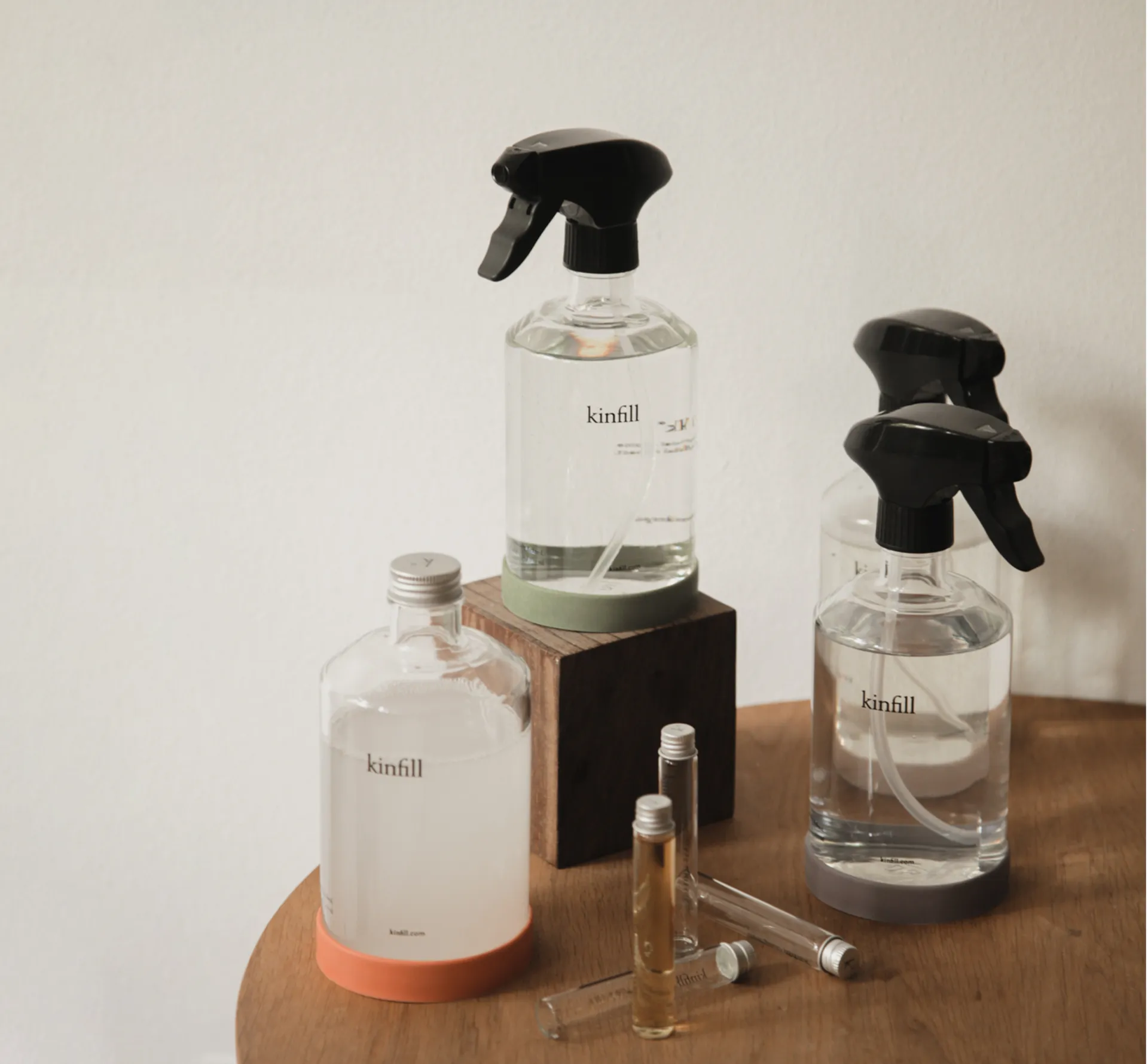 kinfill - perfume meets cleaning performance. reimagining the cliches of household cleaning.