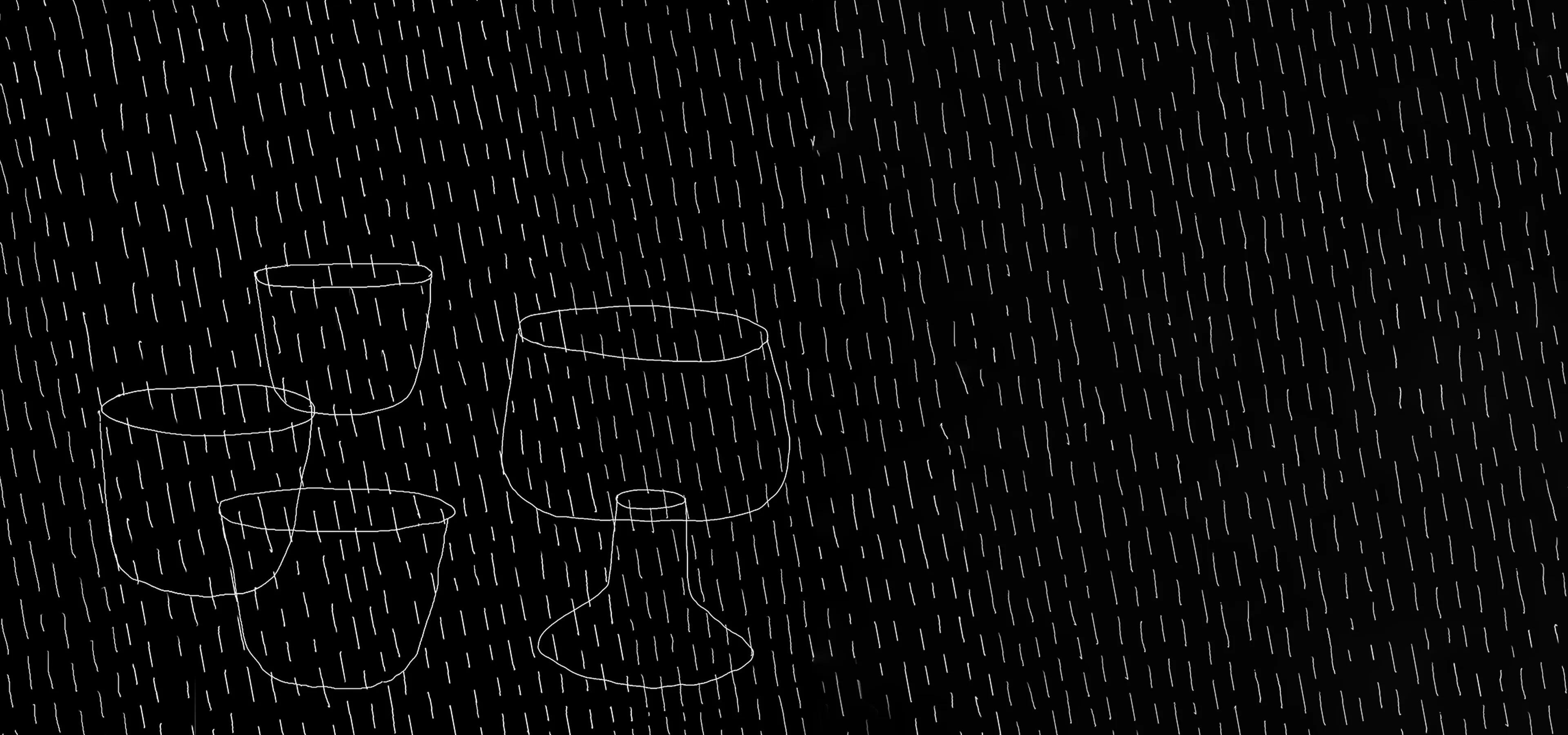 A black and white drawing for Syksy glassware by Marimekko