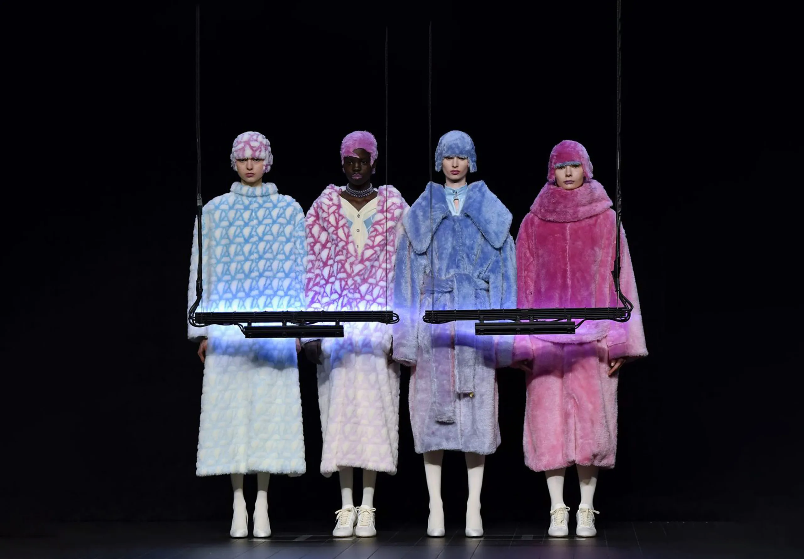 A colour-changing fashion collection, activated by suspended UV lights