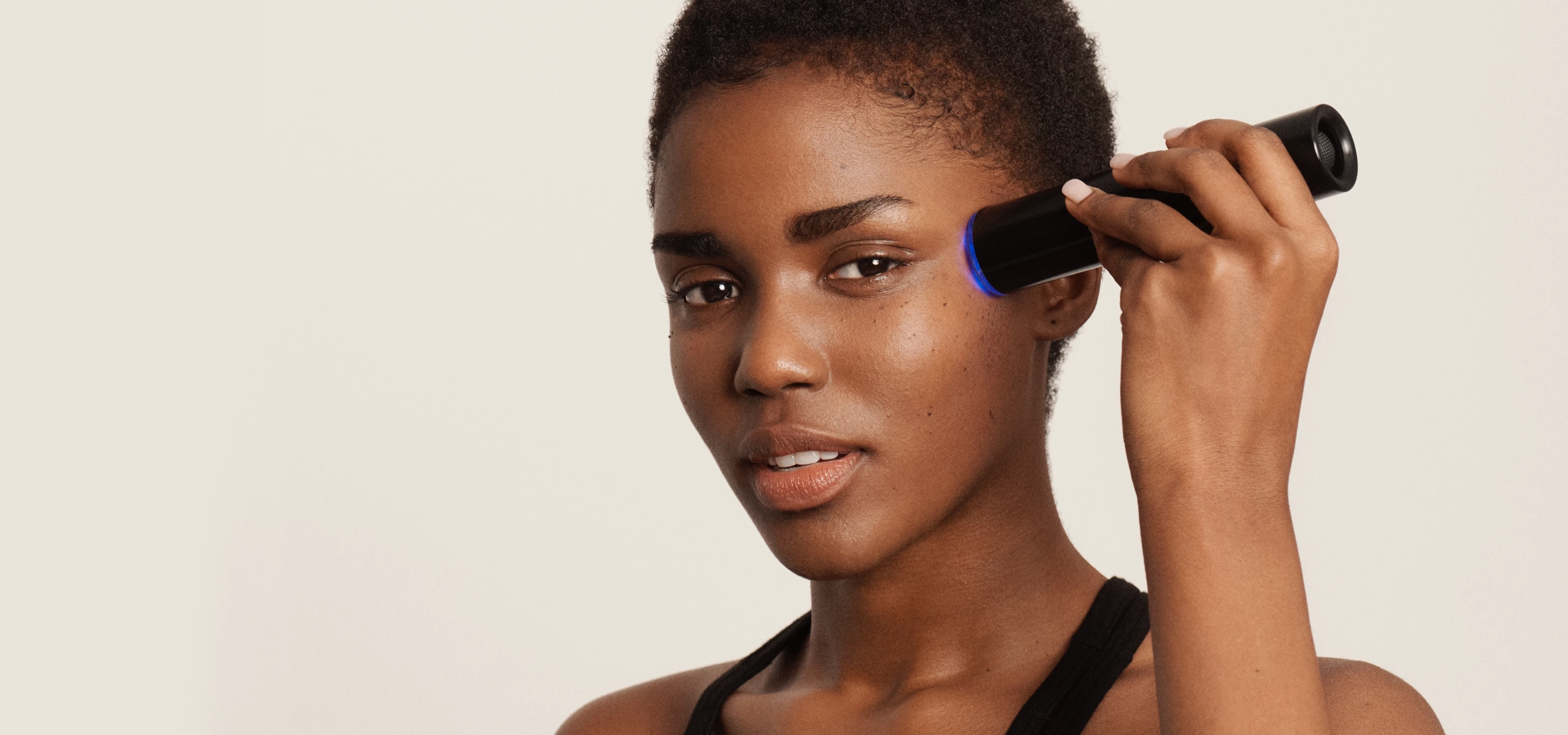 Lyma product on woman's temple