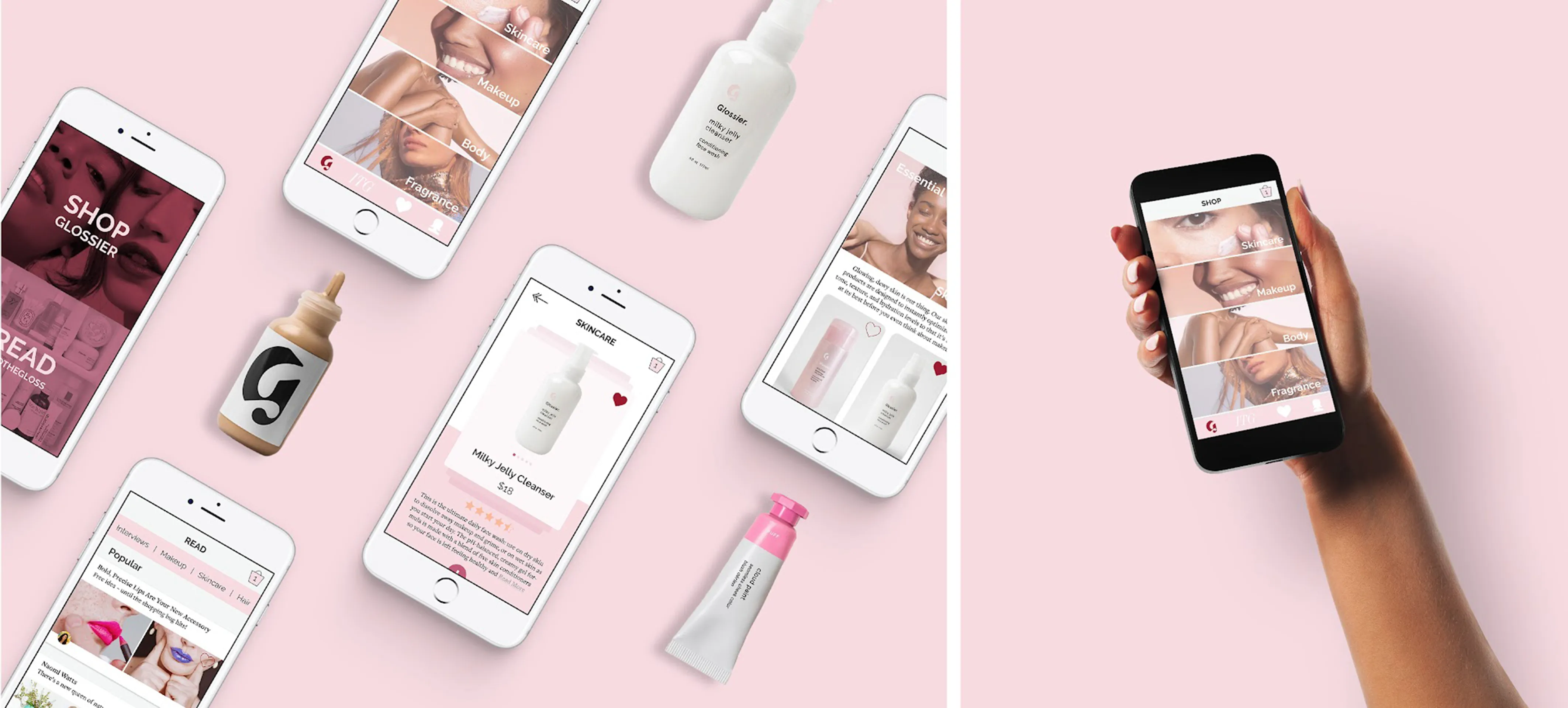 Glossier beauty products and social app