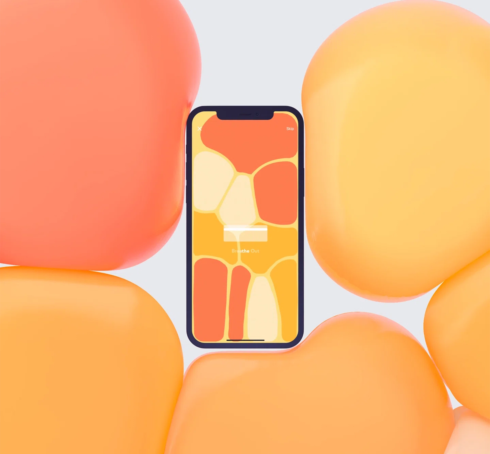App on phone with orange bubbles