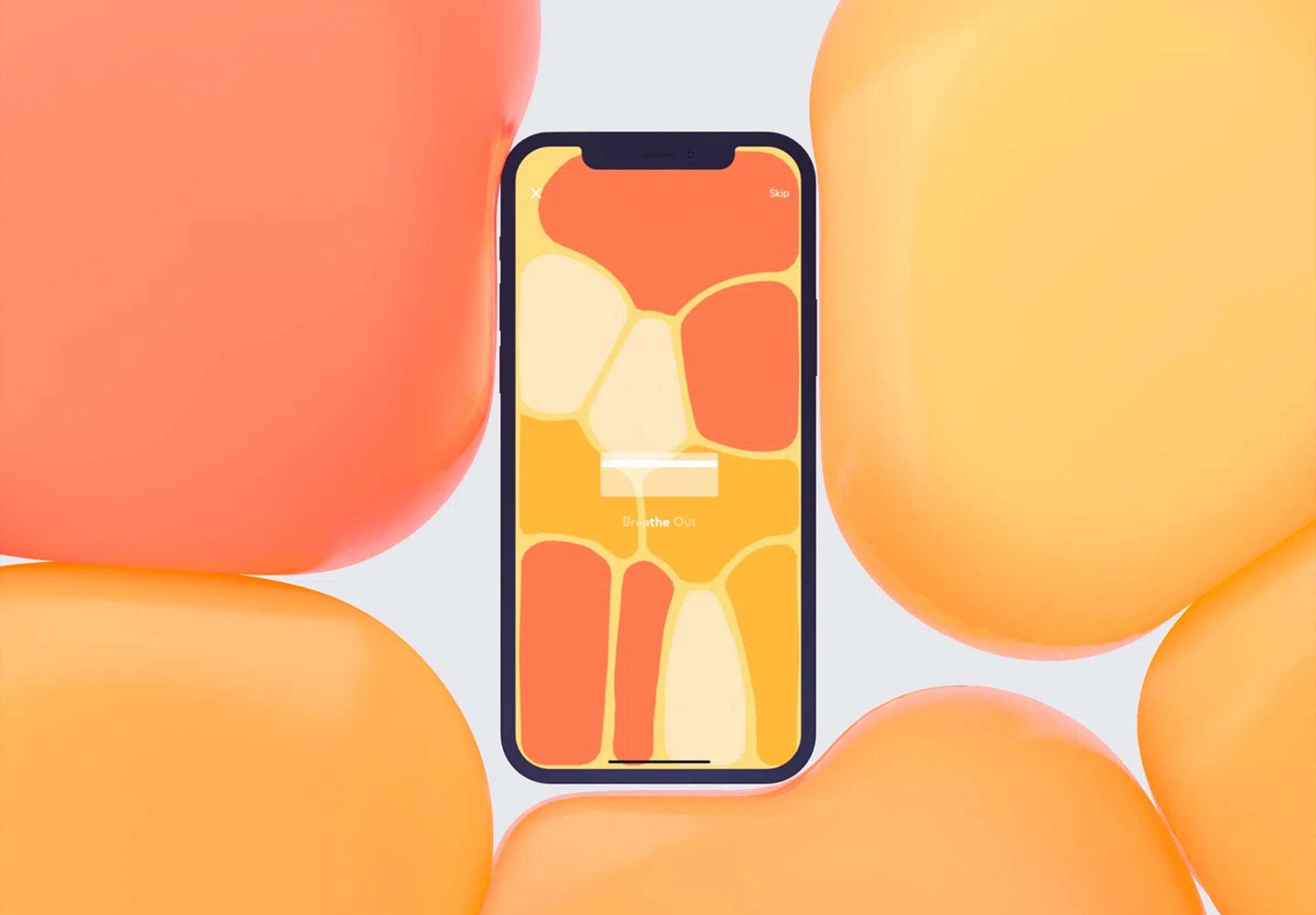 App on phone with orange bubbles