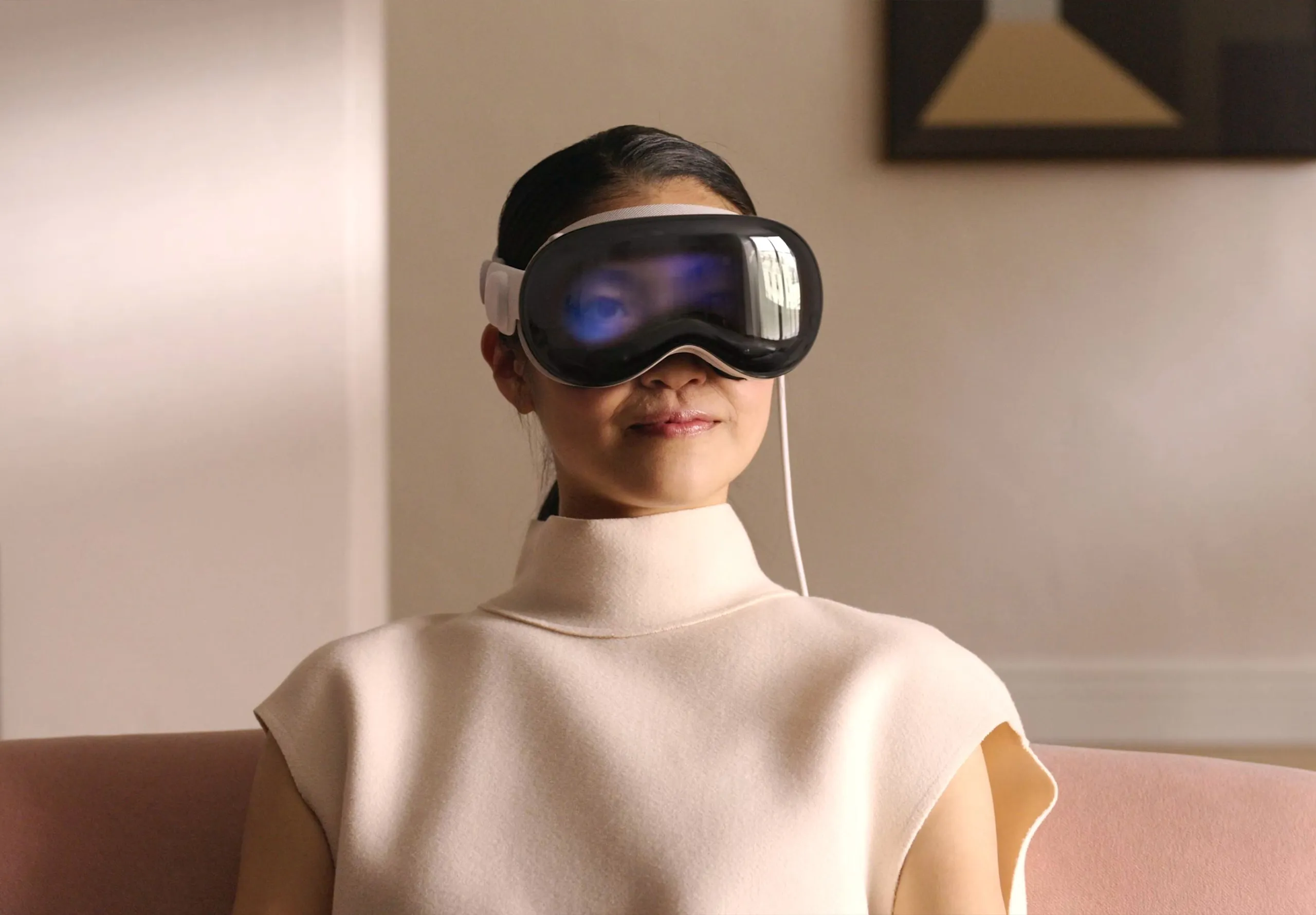 Woman wearing apple vision pro
