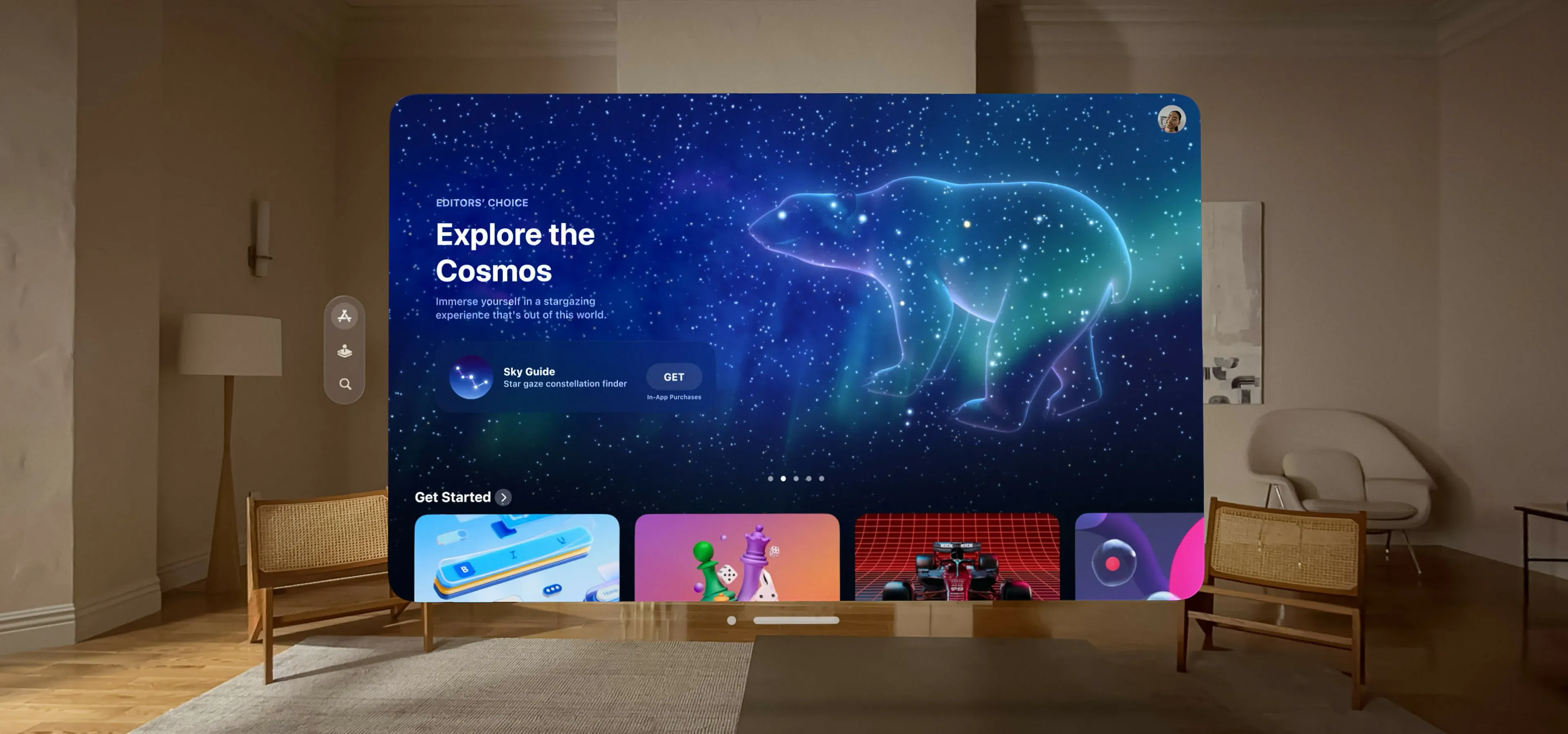 explore the cosmos screen on apple vision pro