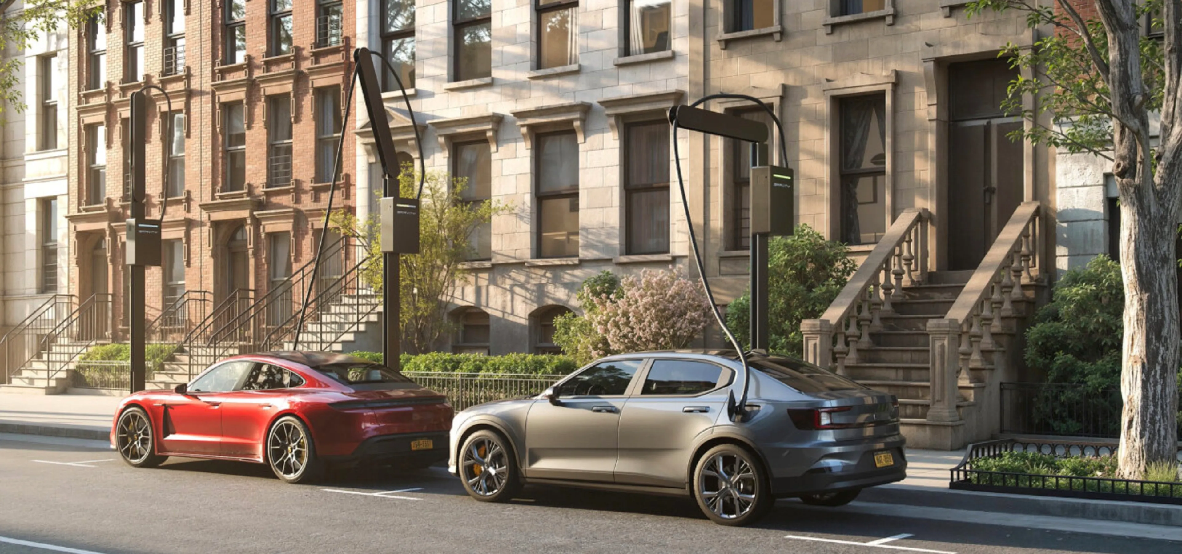 image of tree chargers in a street