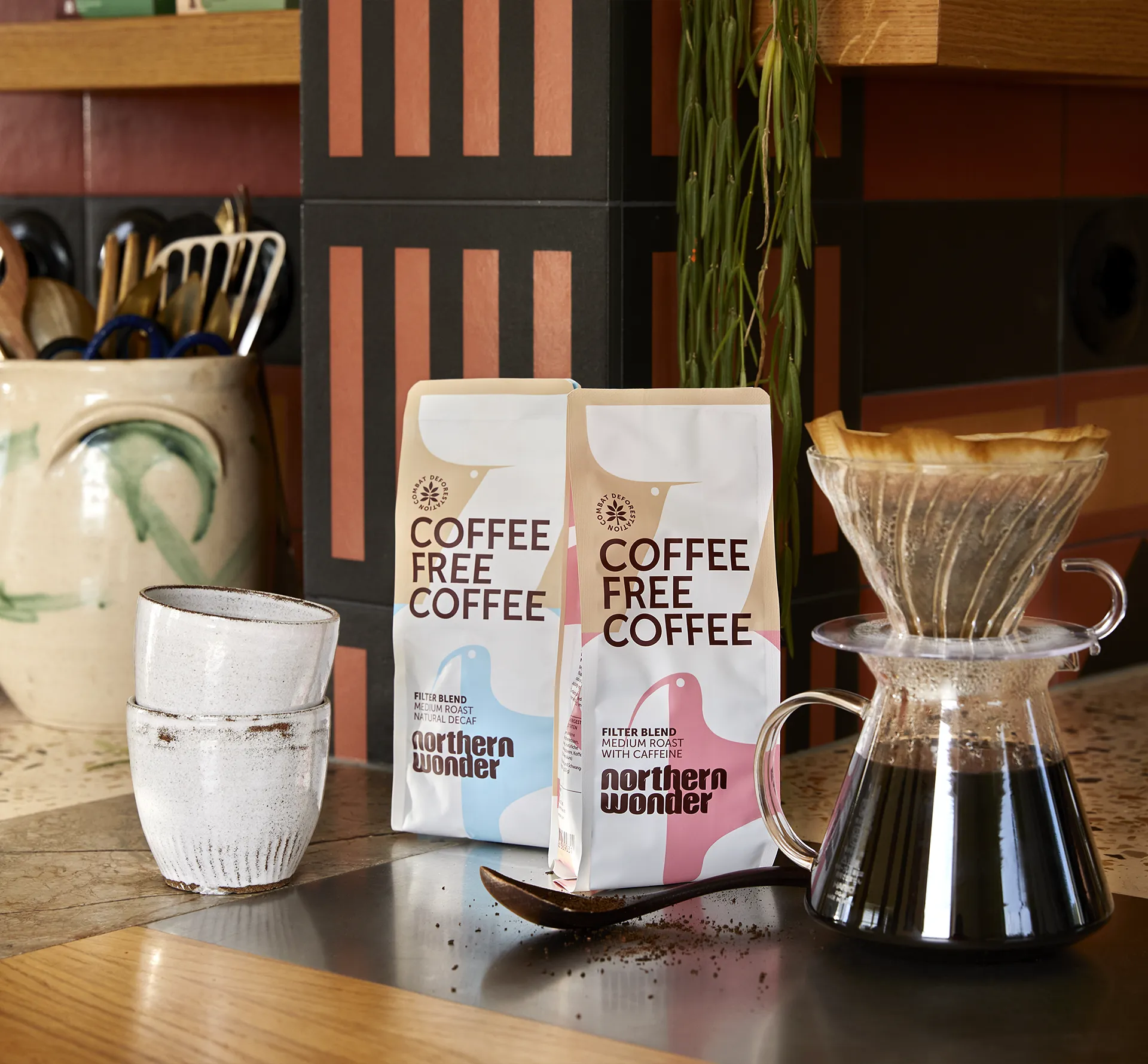 coffee packs in a kitchen