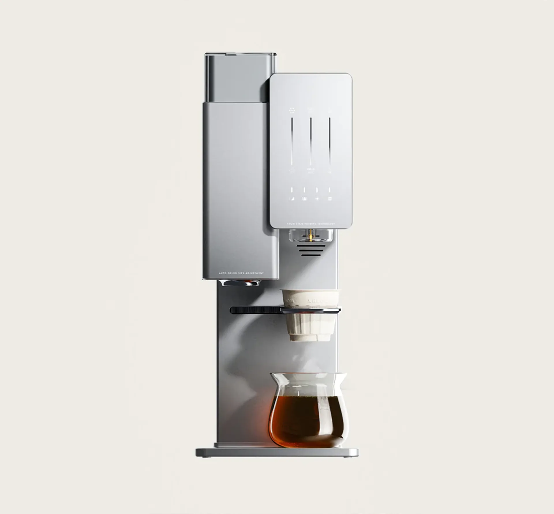 silver coffee machine front view