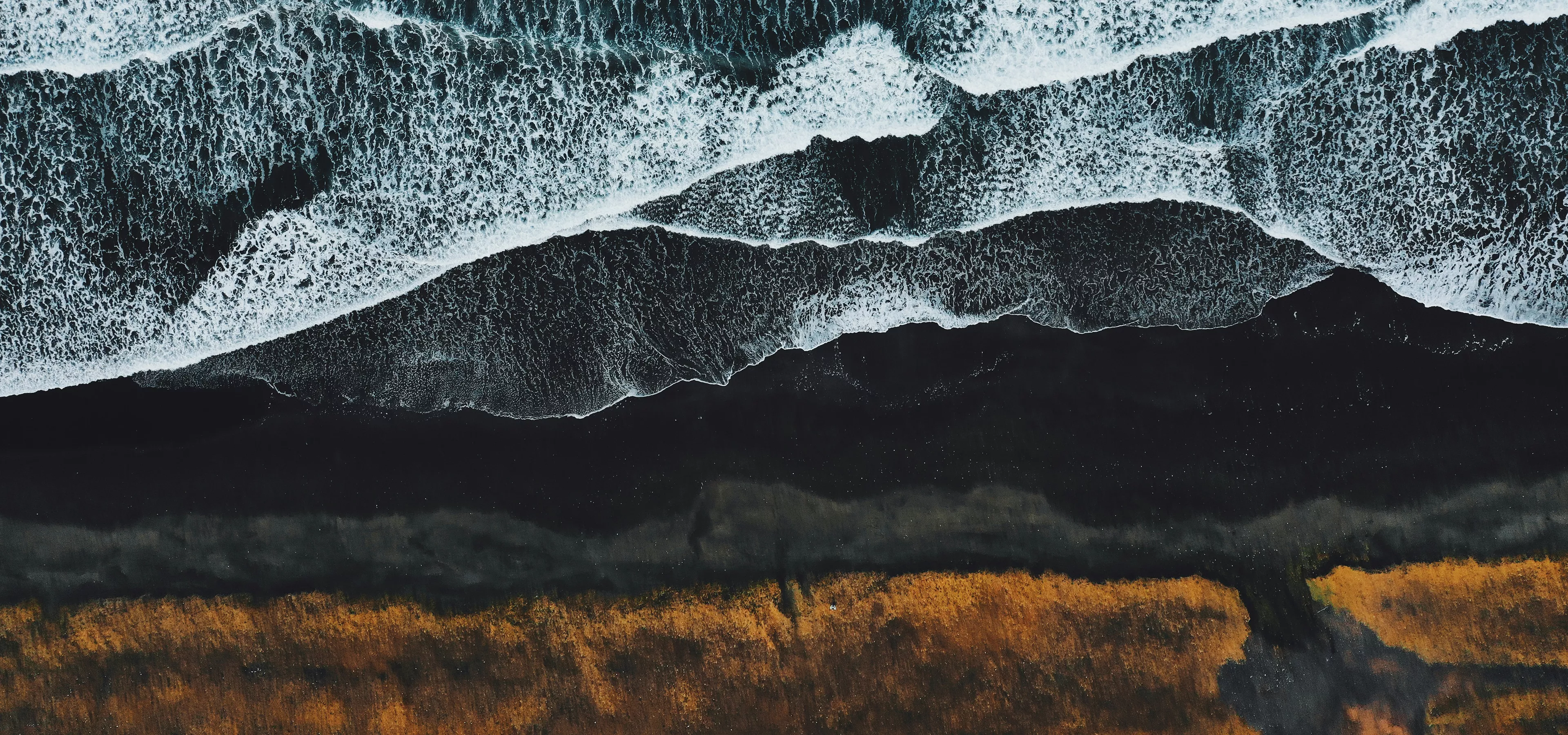 Waves breaking on an Icelandic beach