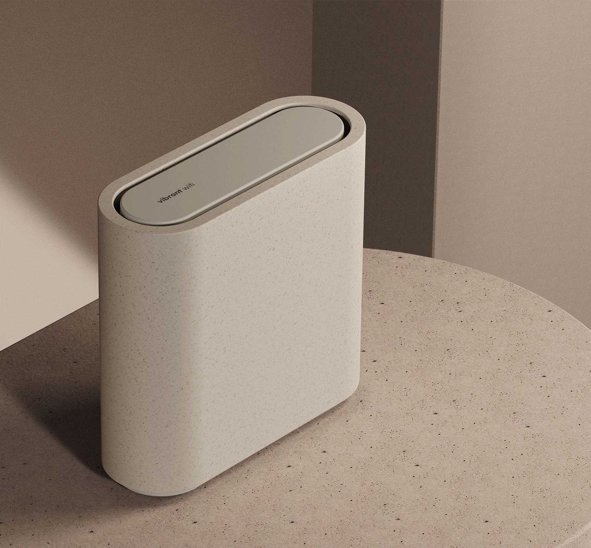 Simple wifi router in scene on a stone table