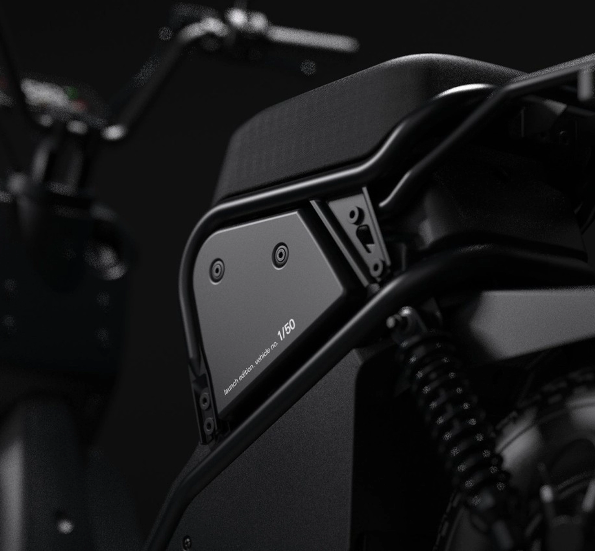 Detail of a black electric scooter