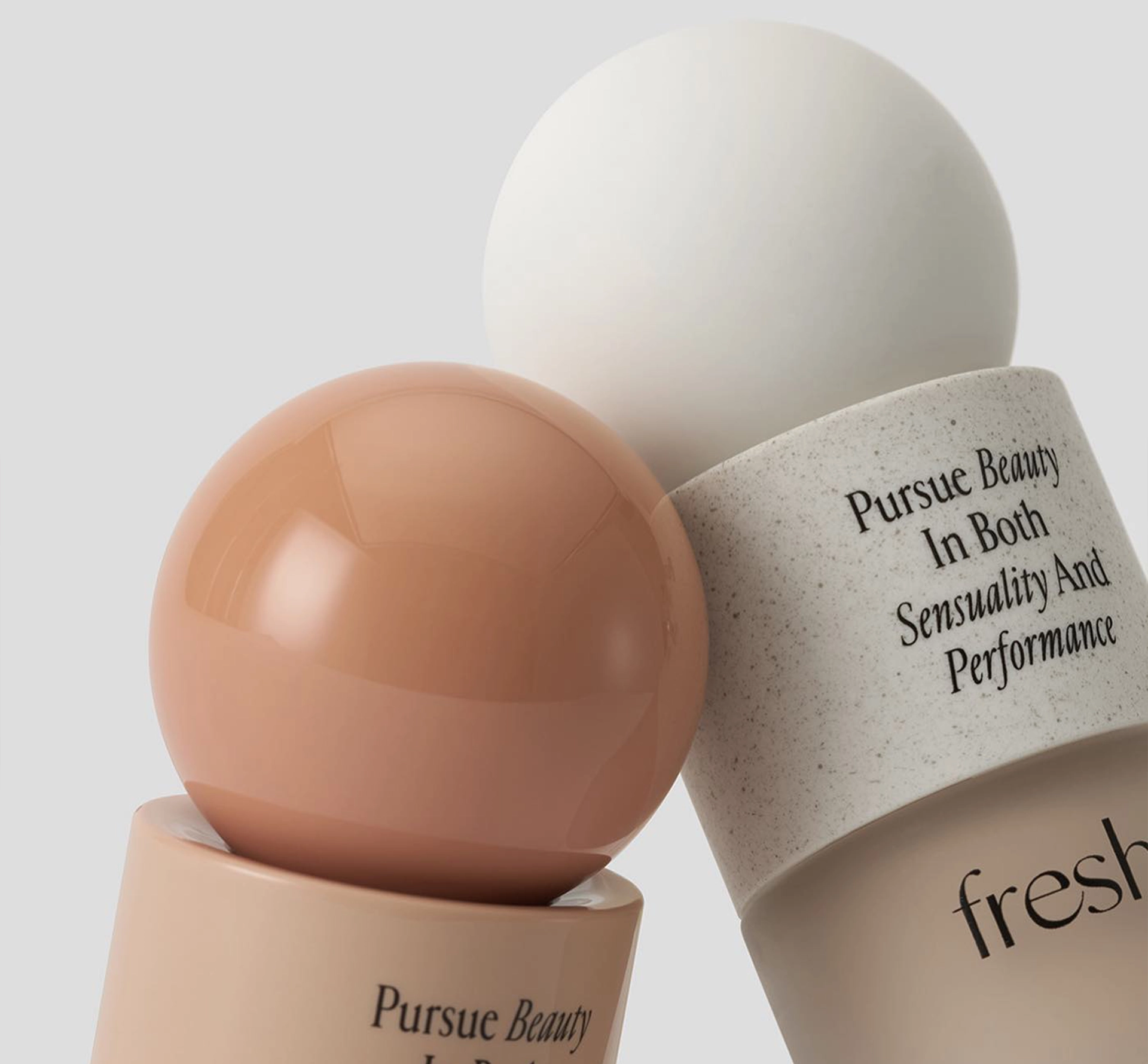 Beauty products in off-white and terracotta colour