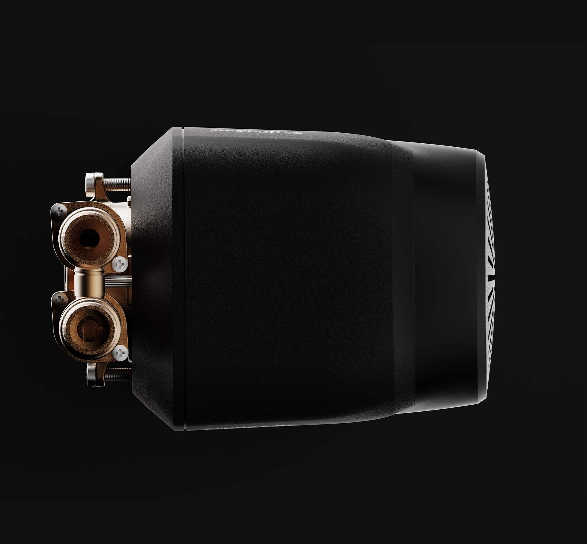 Top view of a water pump on black background