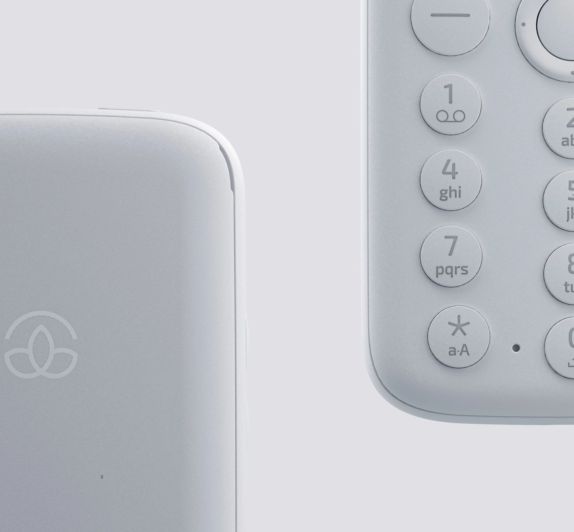 Detail of a white mobile phone