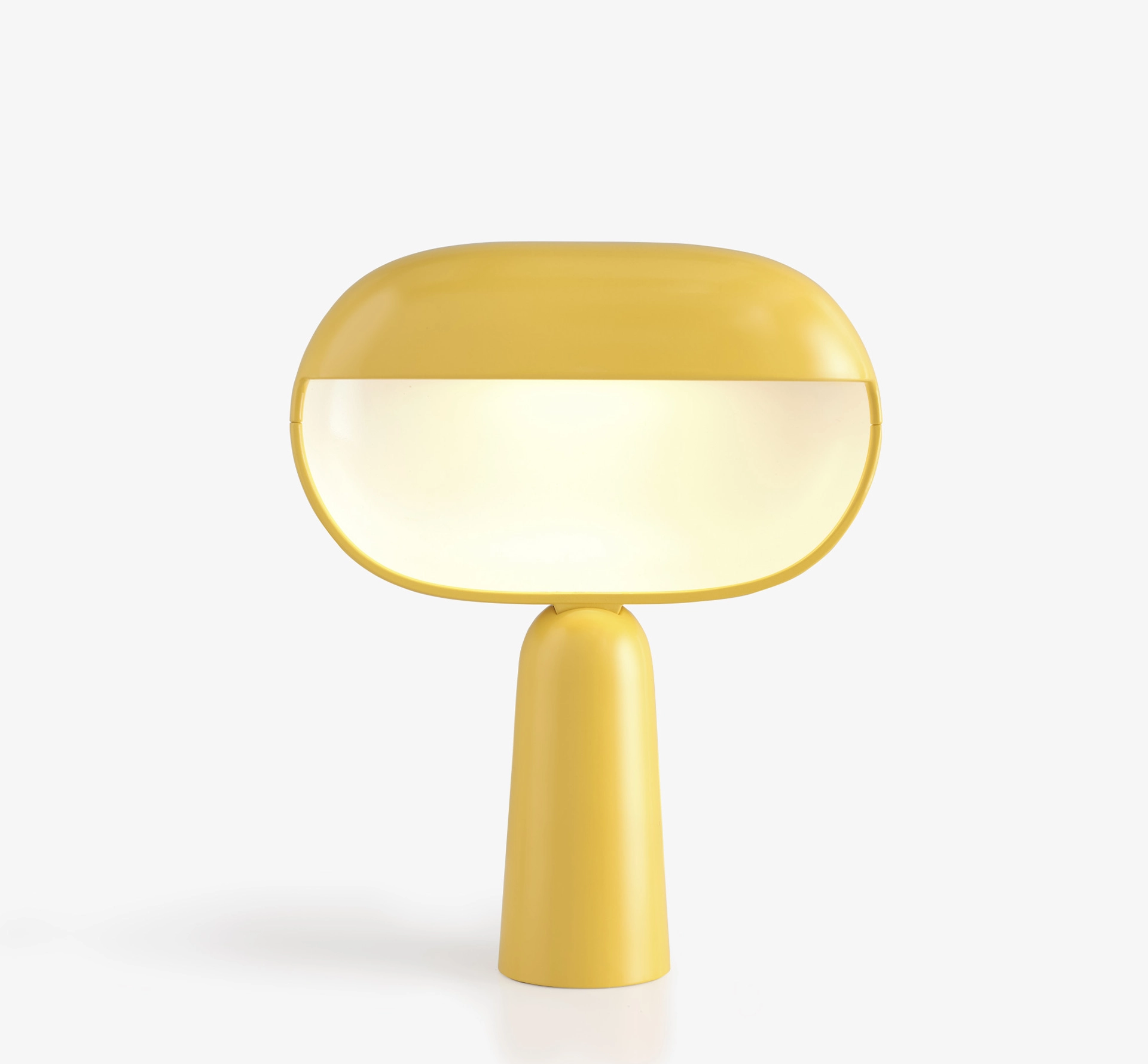 Yellow futuristic retro light designed by Nendo for SNCF trains.