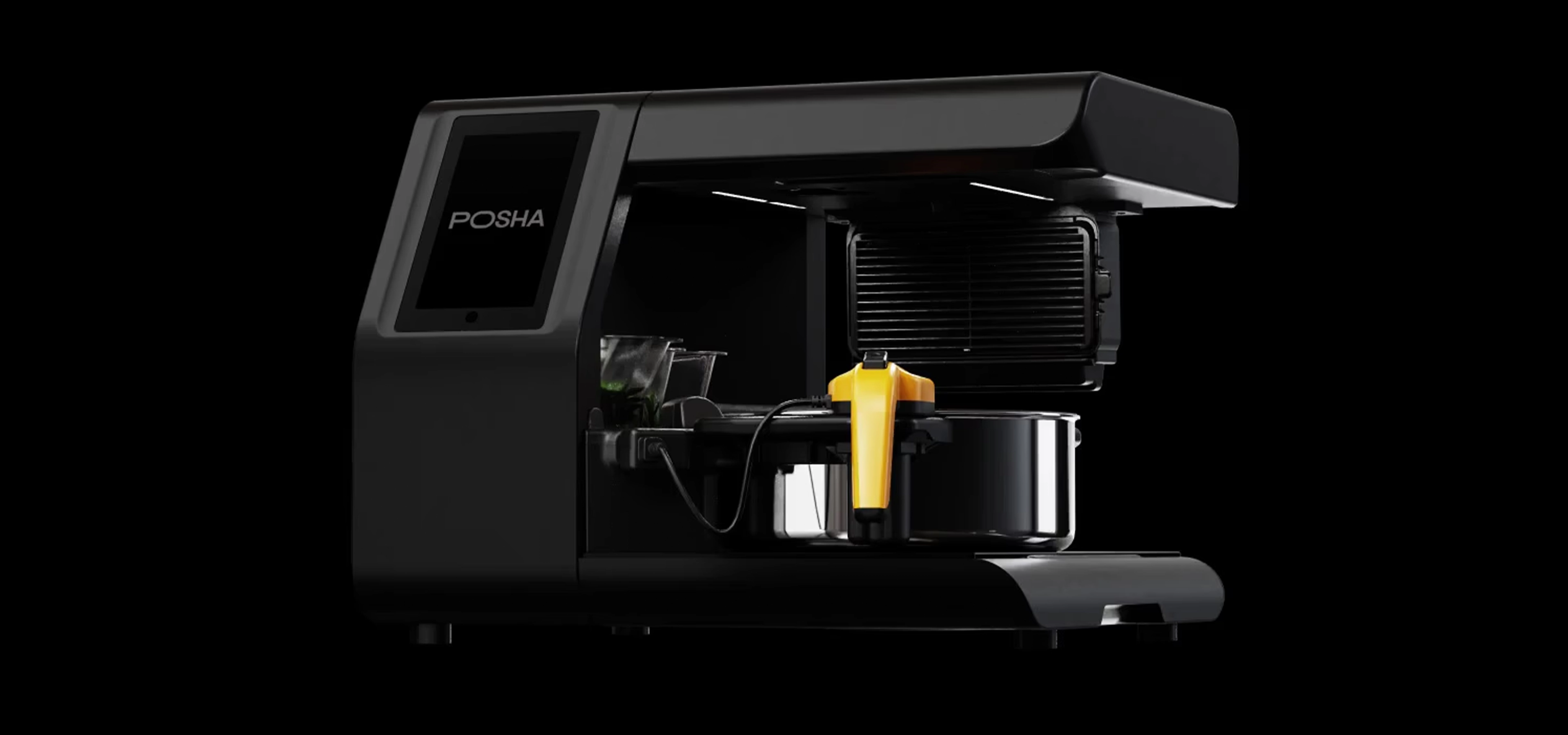 Black automated cooking machine