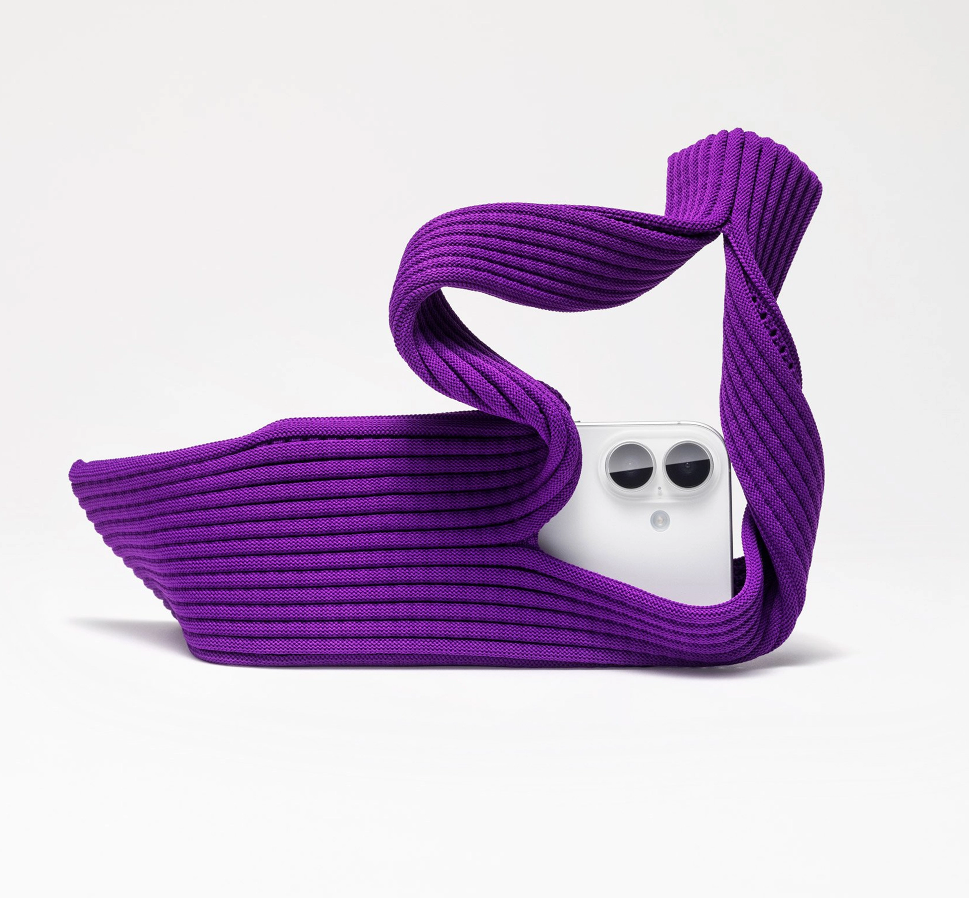 A purple iphone pocket and strap