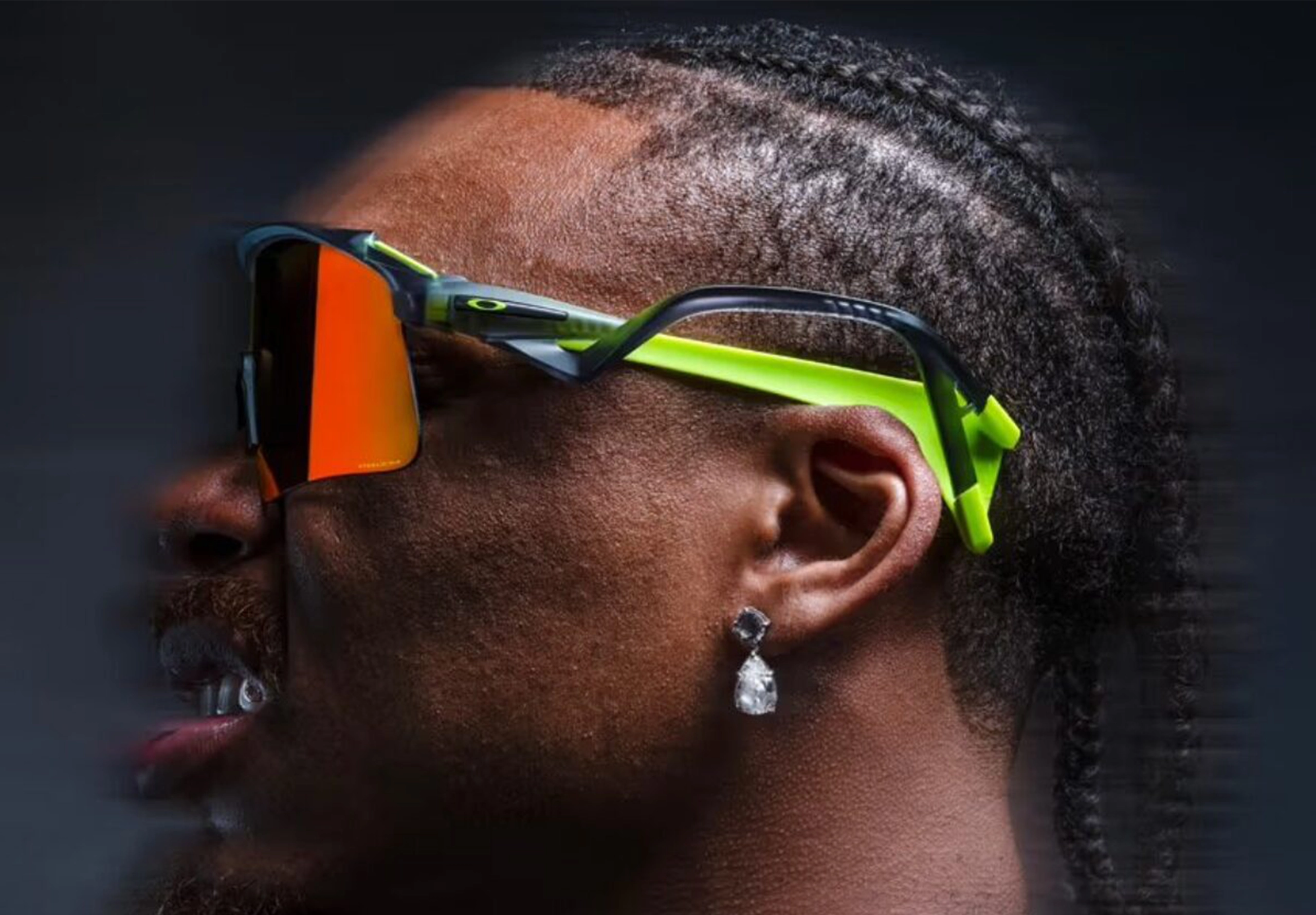 closeup of Oakley glasses on an athlete