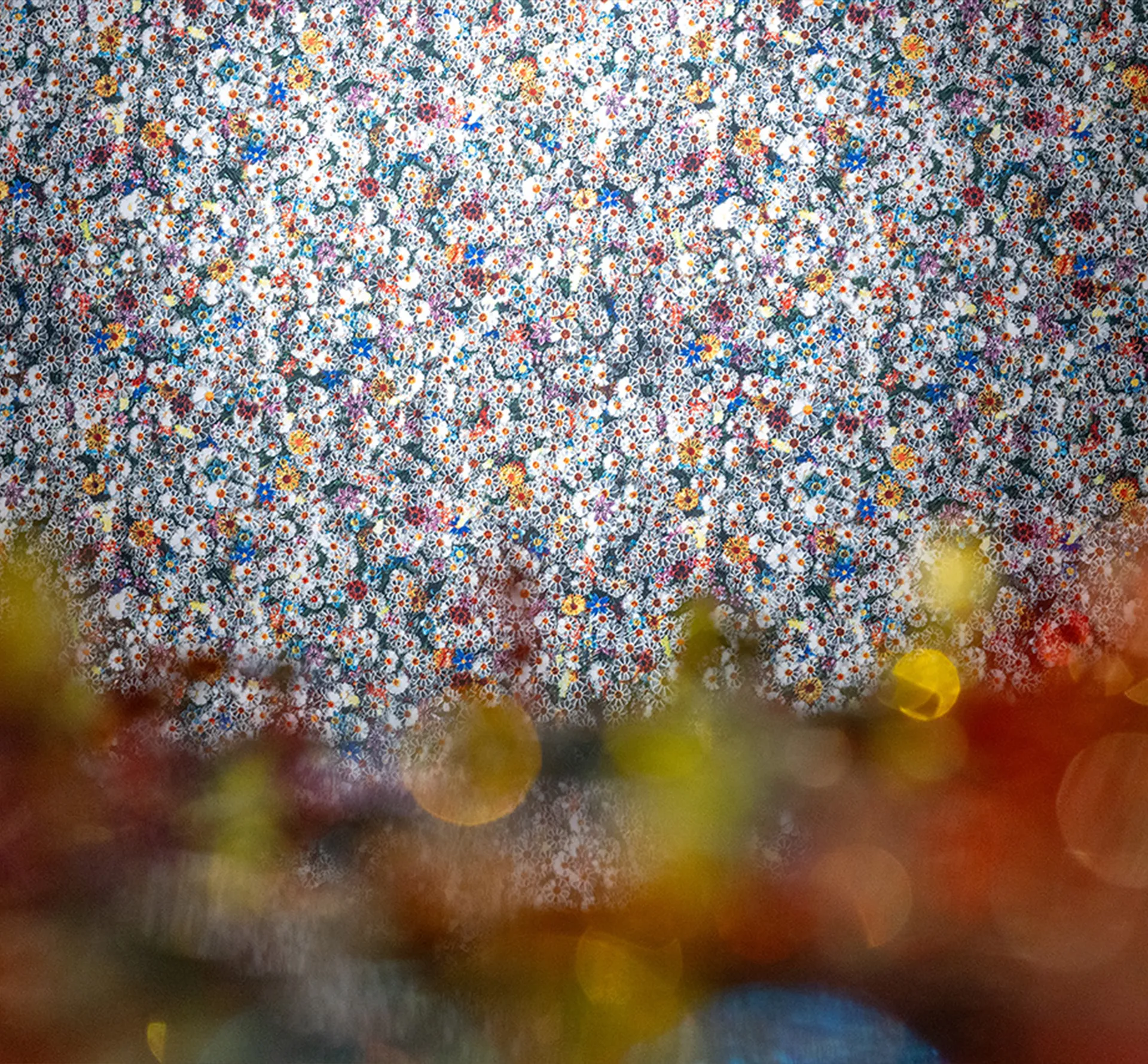 Installation of glass flowers