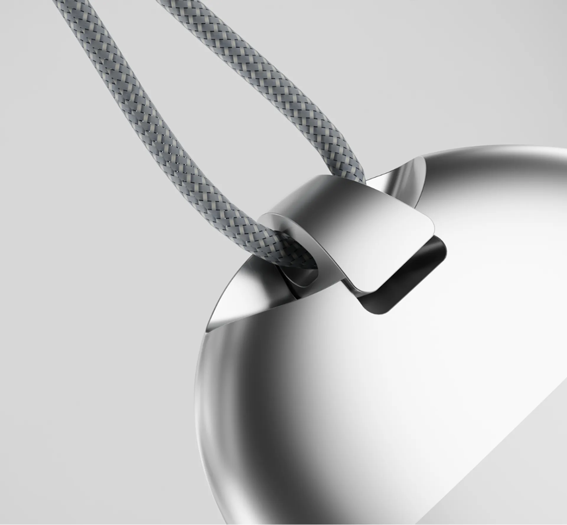Detail of cord loop on a silver product